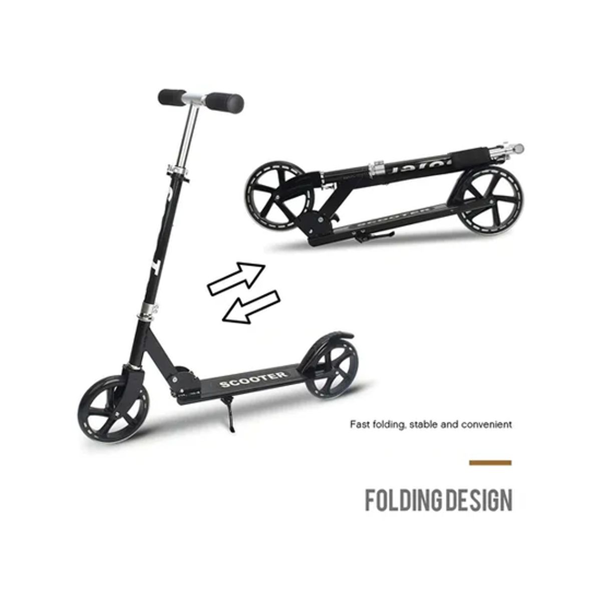 GENERICO - Scooter monopatin plegable metalico ruedas color neg