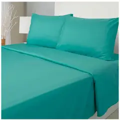 KEYHOME - Juego de Sábanas Embossed Microfibra Turquesa 2 Plazas