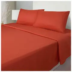 KEYHOME - Juego de Sábanas Embossed Microfibra Terracota 2 Plazas