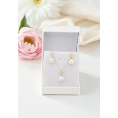 JOYAS MONTERO - Conjunto Estefania Gold 24K Microcircones Perlas Organicas