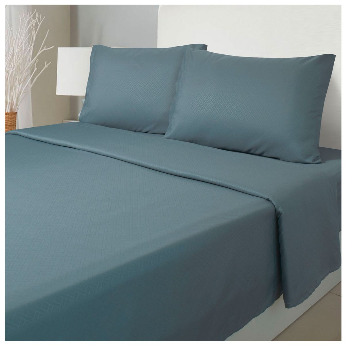 KEYHOME - Juego de Sábanas Embossed Microfibra Gris 2 Plazas