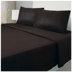 KEYHOME - Juego de Sábanas Embossed Microfibra Negro 2 Plazas