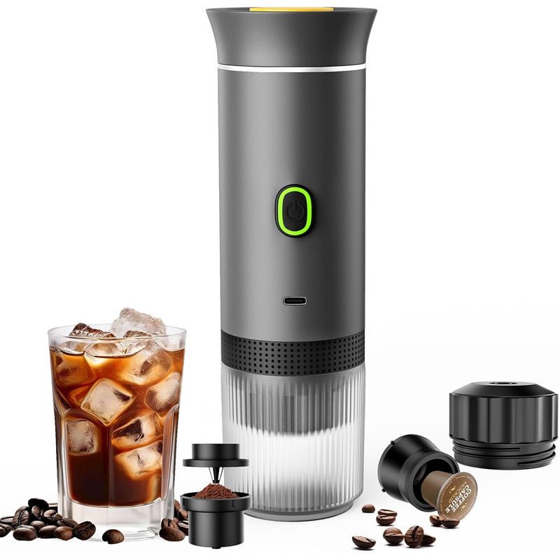GENERICO - Cafetera Espresso Portátil Eléctrica Inalámbrica 3-1 - Para Café Molido y en Capsulas