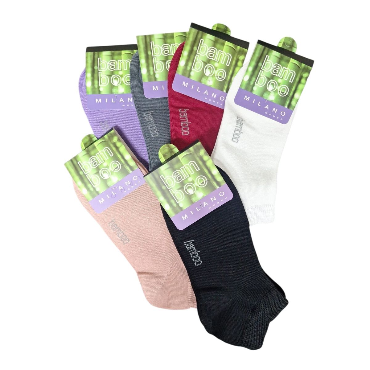 GARSIL - x6 Calcetas Cortas - Tobilleras Soquete Fibra De Bambu Para Mujer