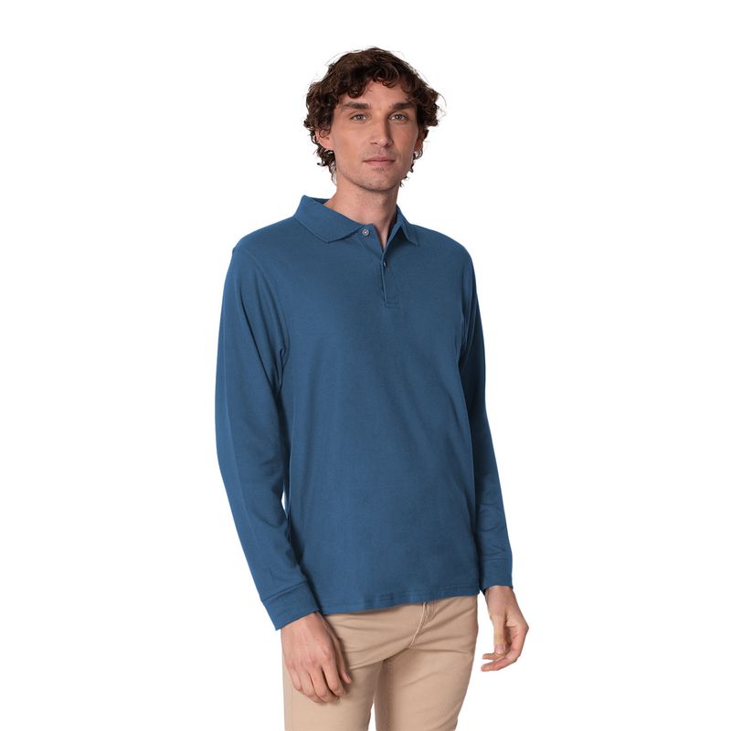 INDUSBORD - Polera Piqué Manga Larga Premium Hombre Uv50 Certificada-