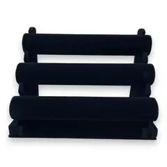 GENERICO - Exhibidor tres niveles pulsera bisutería terciopelo negro