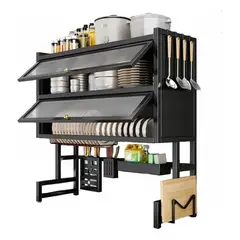 EVERSO - Escurridor Secador Loza Platos 3 Niveles Organizador 85cm Negro