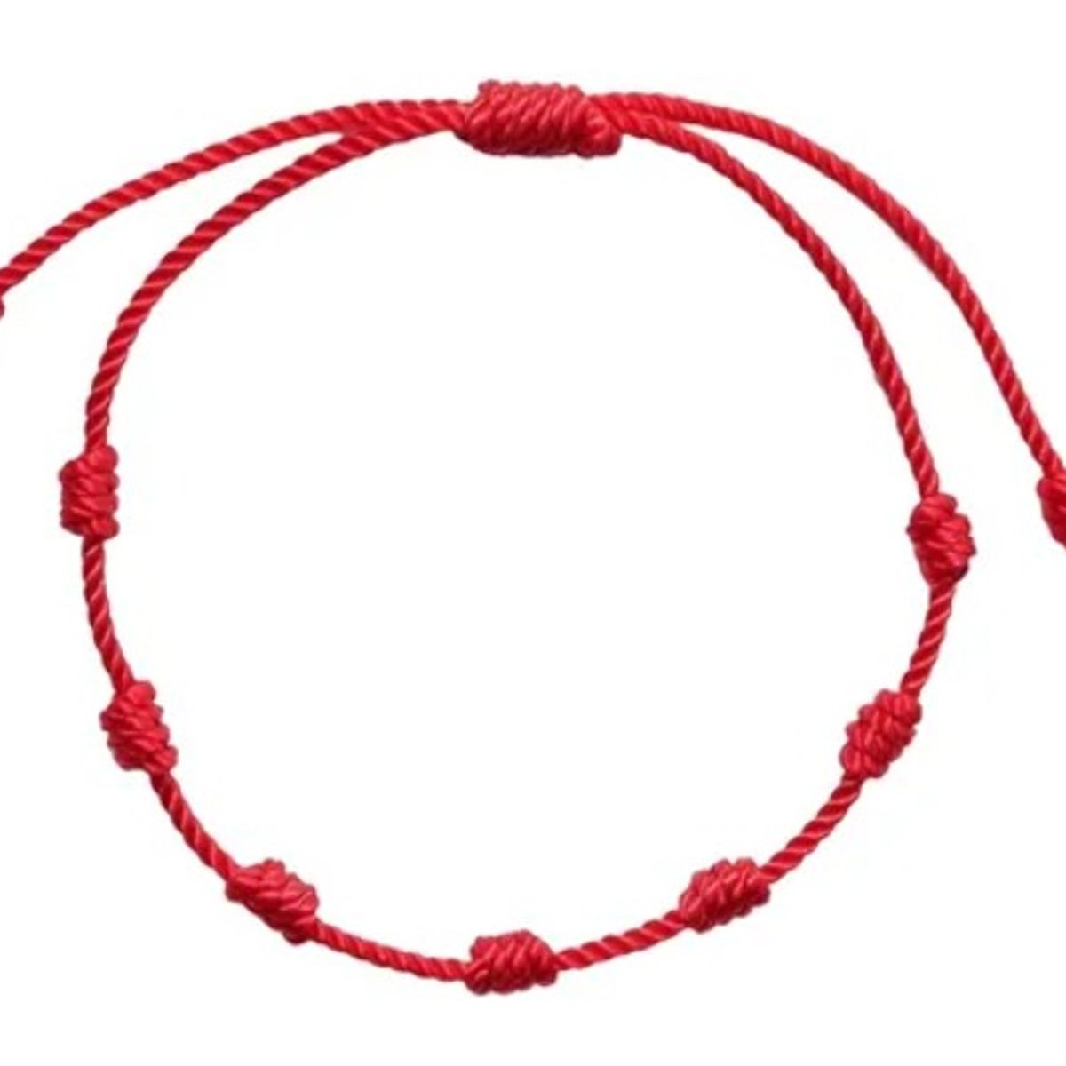 GENERICO - Pulsera Roja 7 Nudos De Protección, Ajustable,  Hecho A Mano