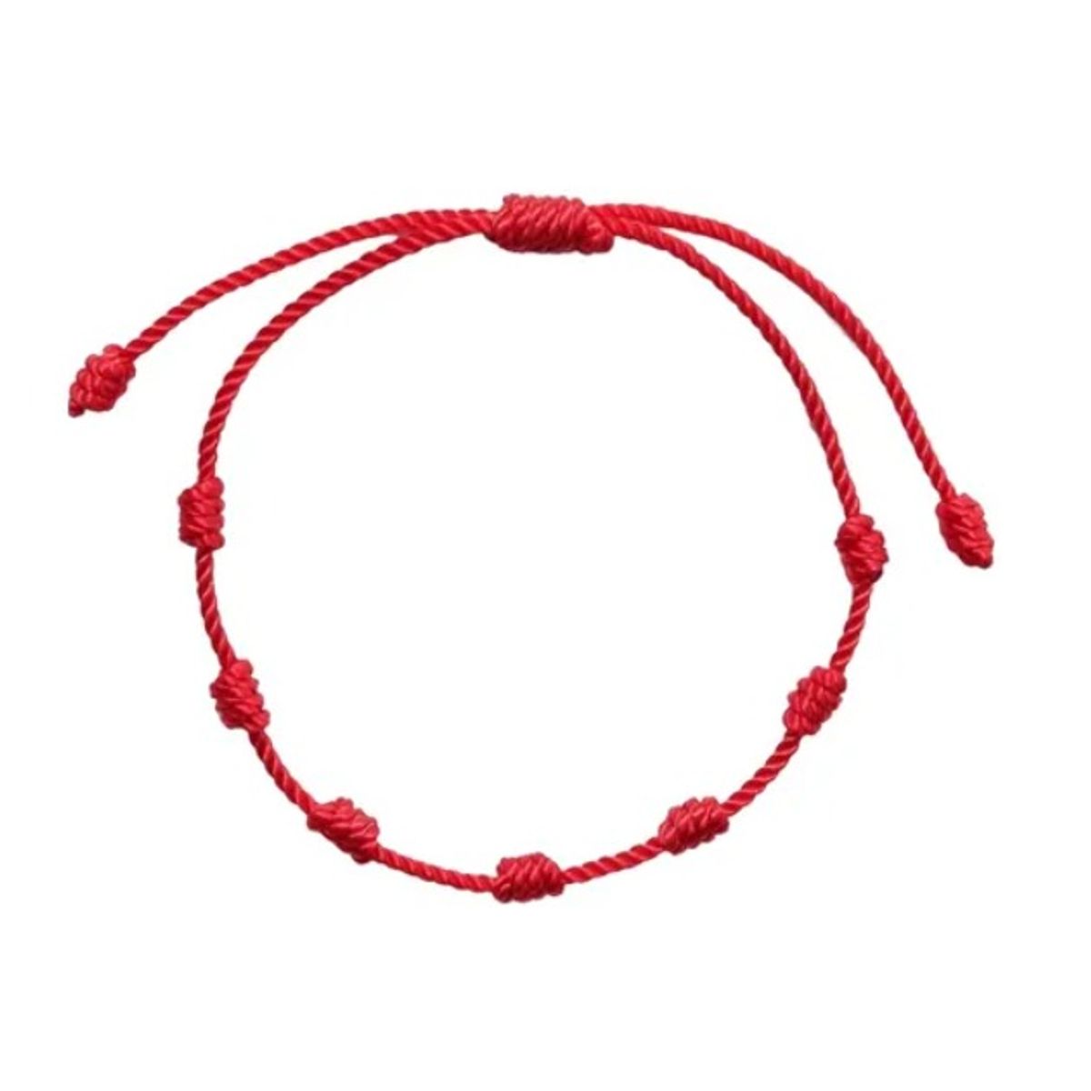 GENERICO - Pulsera Roja 7 Nudos De Protección, Ajustable,  Hecho A Mano
