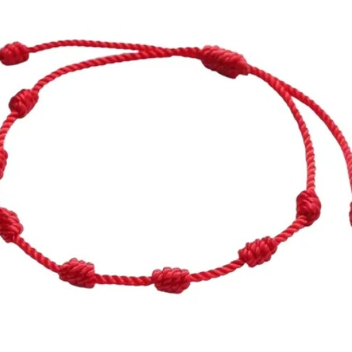 GENERICO - Pulsera Roja 7 Nudos De Protección, Ajustable,  Hecho A Mano