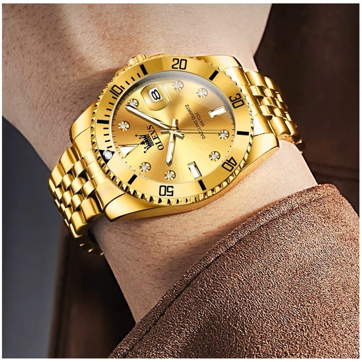 GENERICO - Reloj de Pulsera Dorado para Hombre Diseño Deportivo de Lujo