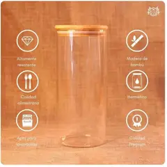 GENERICO - Frasco Vidrio Tapa Bambú 1.5 Litros