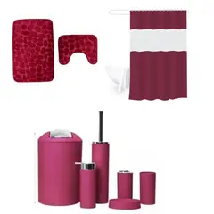 GENERICO - SET DE BAÑO COMBO ELEGANTE BURDEO 9 PIEZAS