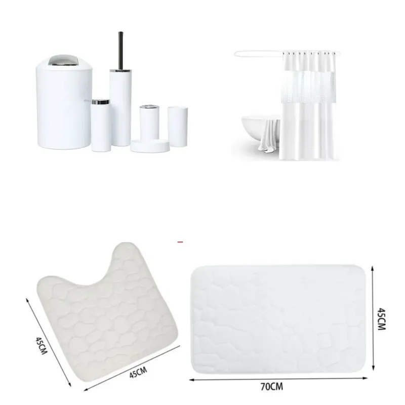 GENERICO - SET DE BAÑO COMBO ELEGANTE BLANCO 9 PIEZAS