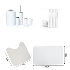 GENERICO - SET DE BAÑO COMBO ELEGANTE BLANCO 9 PIEZAS