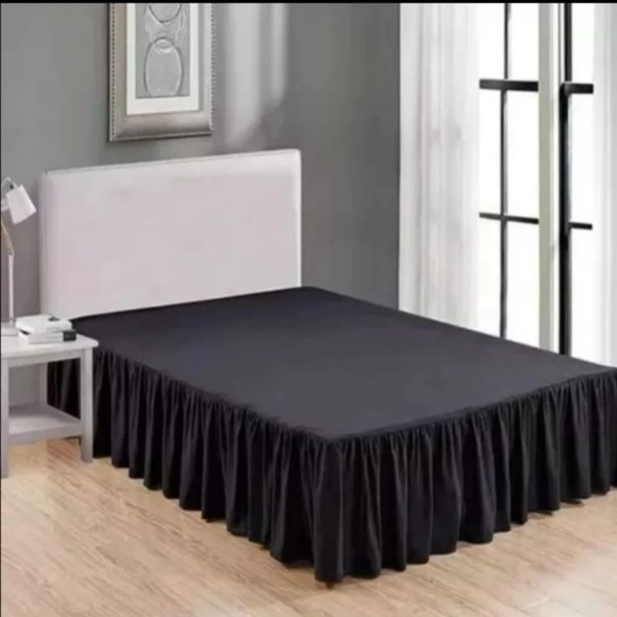 GENERICO - Faldon para Cama 2 Plazas, Negro