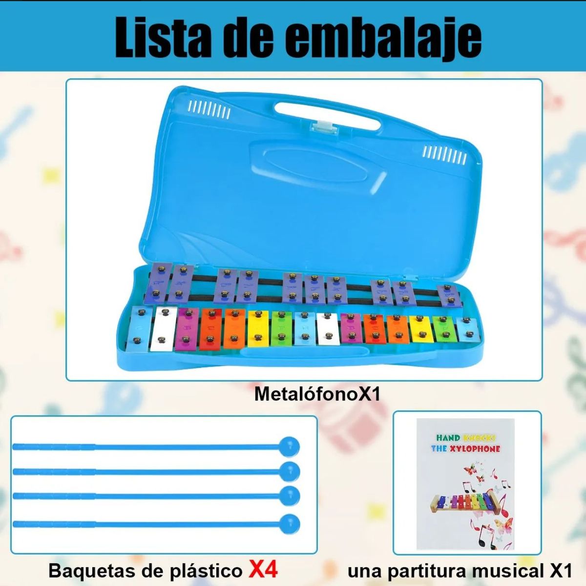 GENERICO - Xilófono Matalofono Cromático 25 Notas Juguete  Celeste