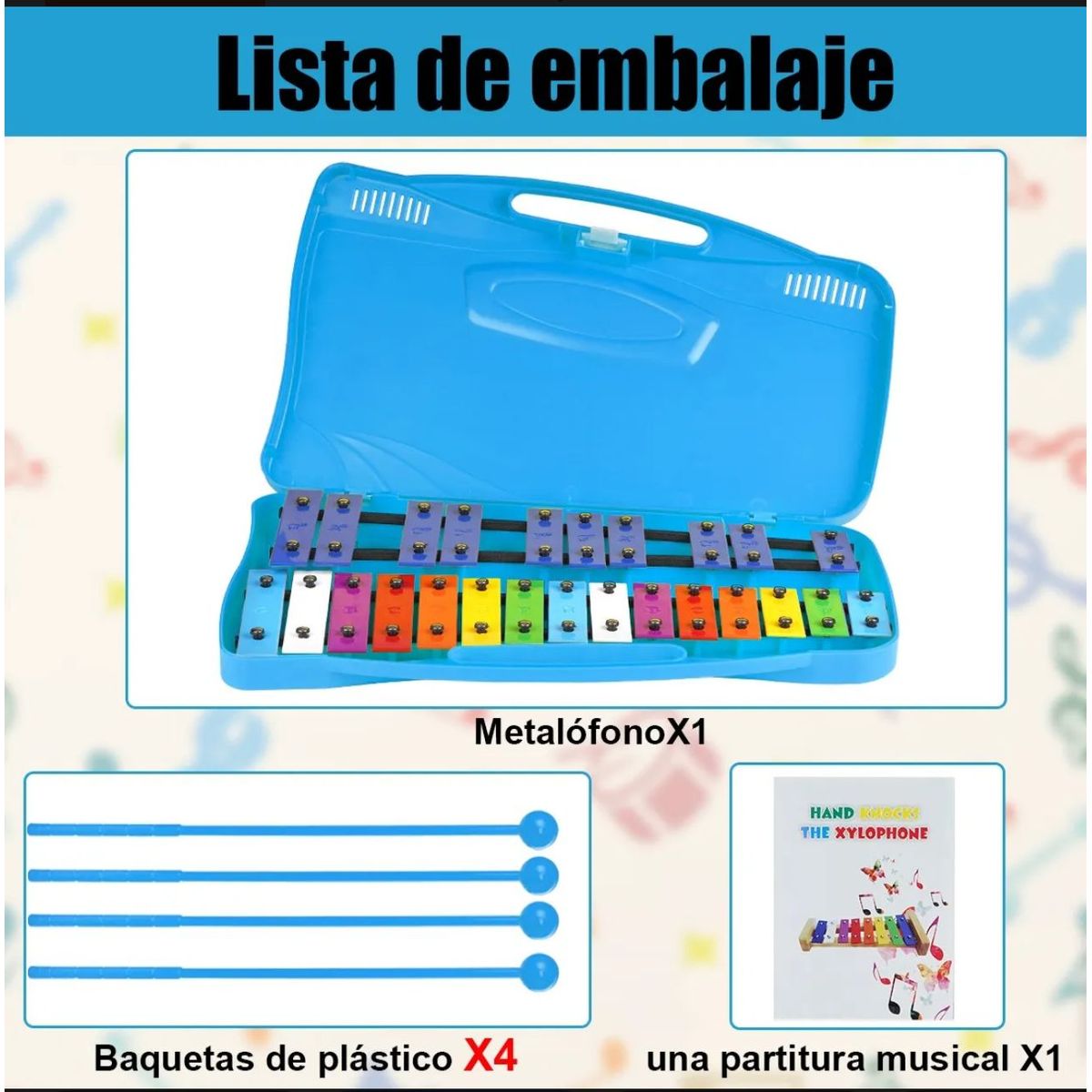 GENERICO - Xilófono Matalofono Cromático 25 Notas Juguete  Celeste