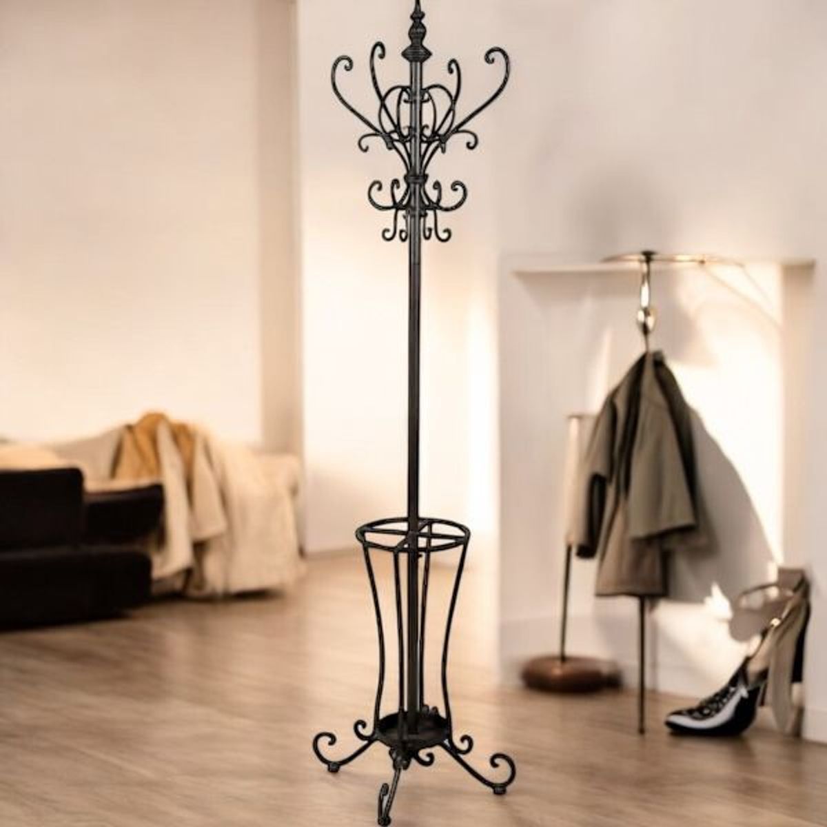 GENERICO - perchero paraguero envejecido negro