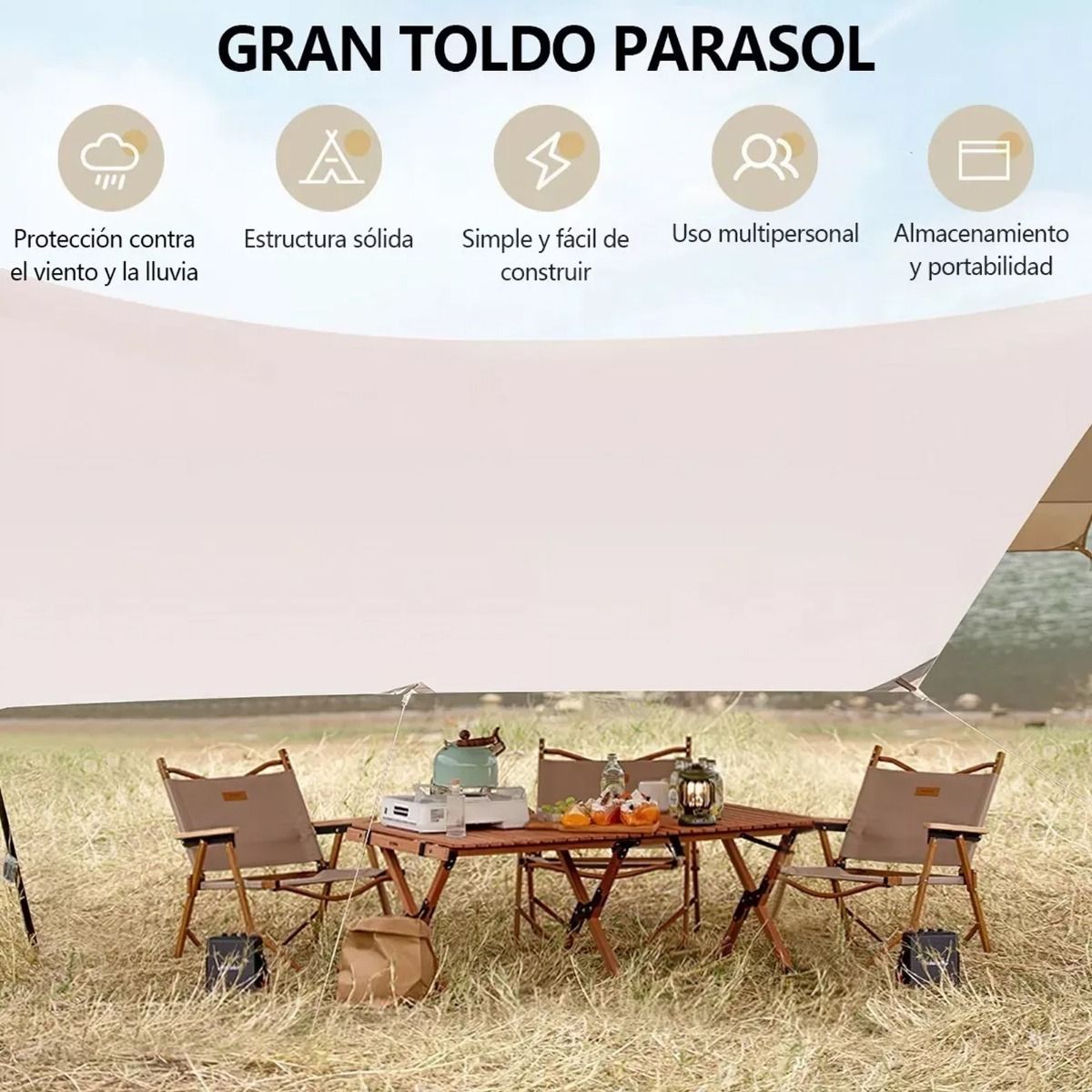 AFVENTURA - Toldo Plegable Carpa Protección Solar Impermeable 3x3m