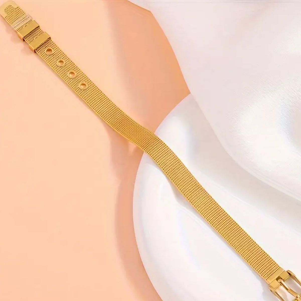 GENERICO - Pulsera Bracelete Urban Belt Dorada Acero Inoxidable