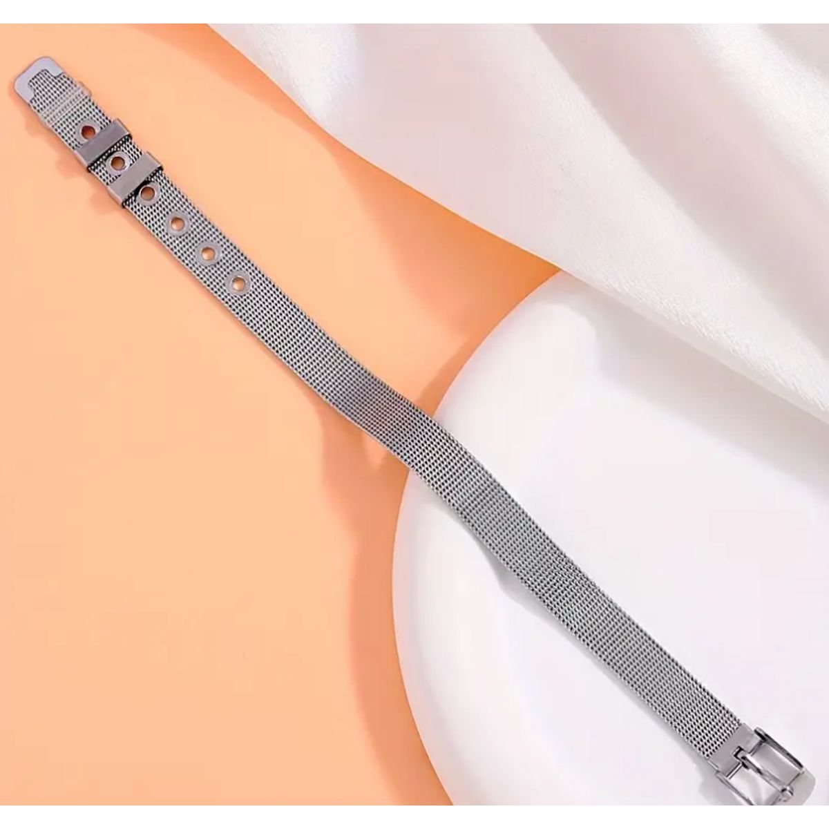 GENERICO - Pulsera Bracelete Urban Belt Plateada Acero Inoxidable