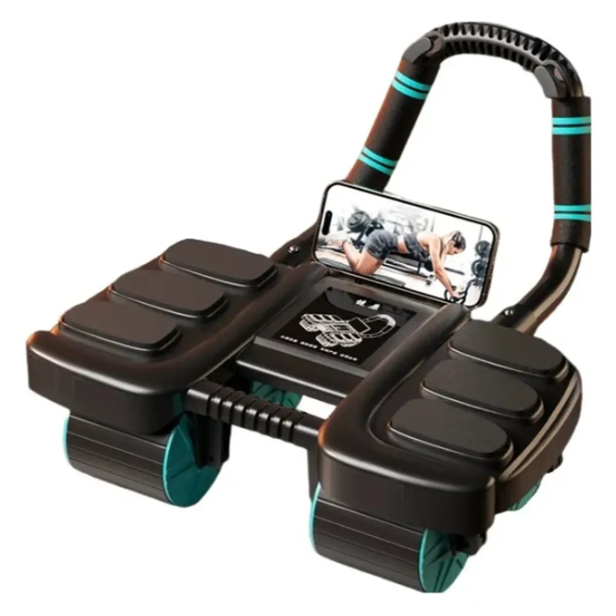 GENERICO - Rodillo Abdominal con 4 Ruedas y Soporte de Rebote Automático