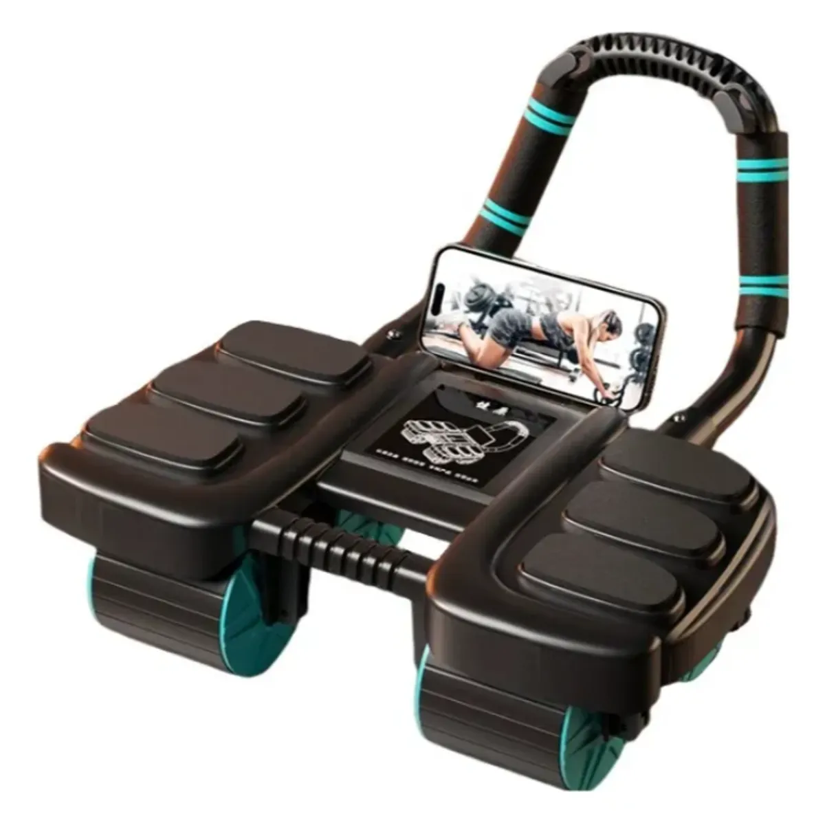 GENERICO - Rodillo Abdominal con 4 Ruedas y Soporte de Rebote Automático