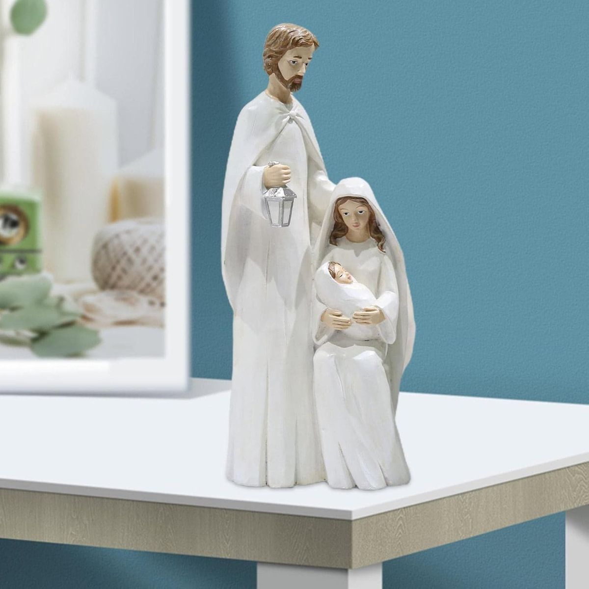 TATEE - Decorar Resina Virgen sosteniendo al niño Jesús Blanco