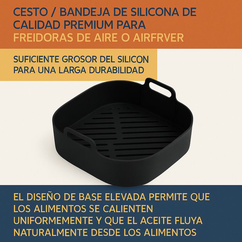 GENERICO - Silicona Molde Cuadrado Para Air Fryer Cesta Freidora Aire