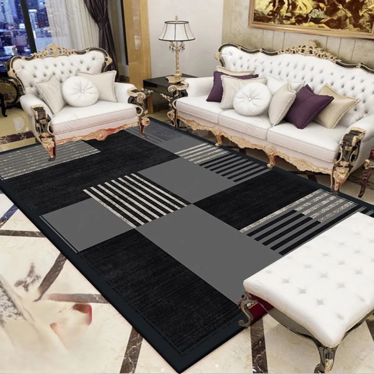 GENERICO - Alfombras Para Living con Diseños Tridimensionales Antideslizante
