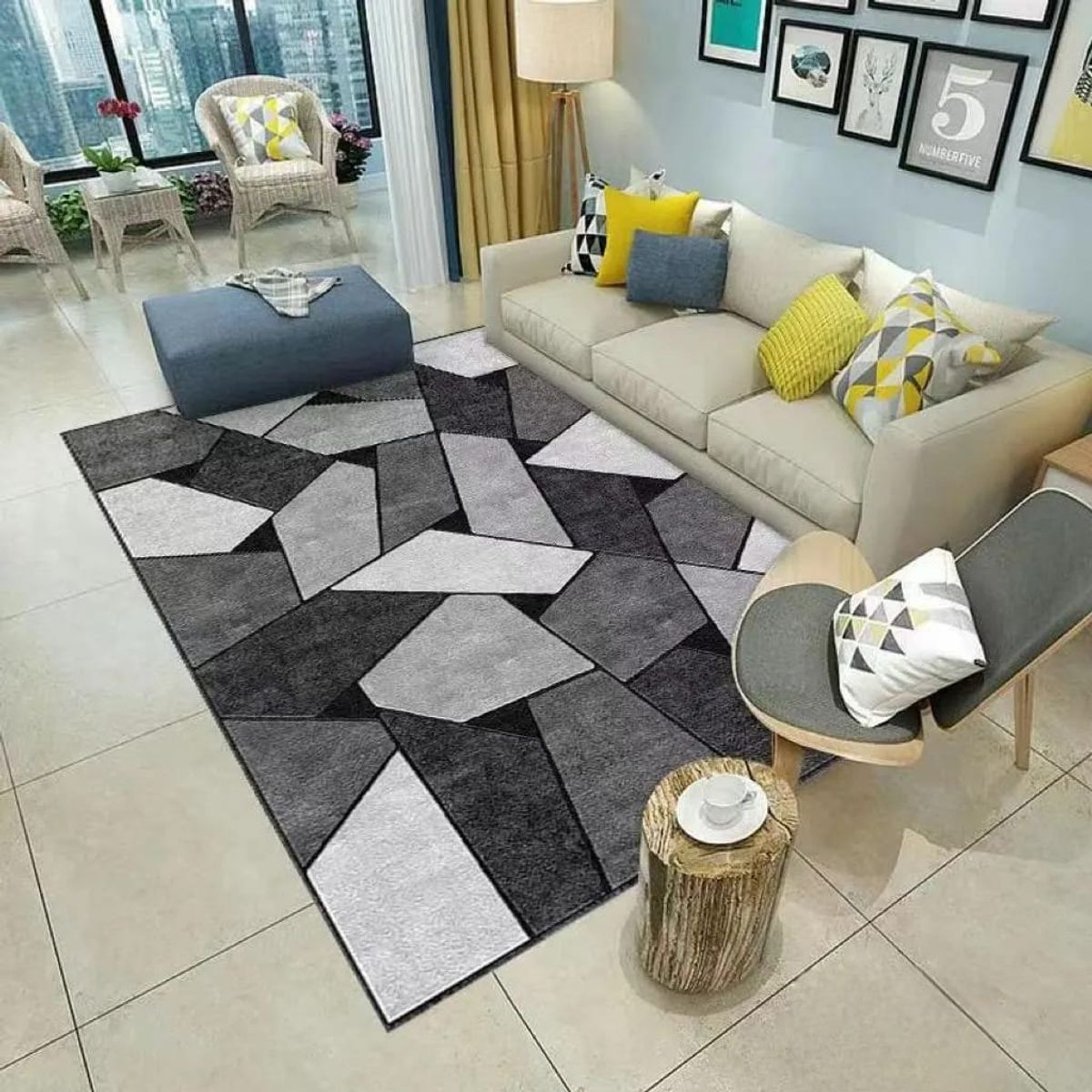 GENERICO - Alfombras Para Living con Diseños Tridimensionales Antideslizante