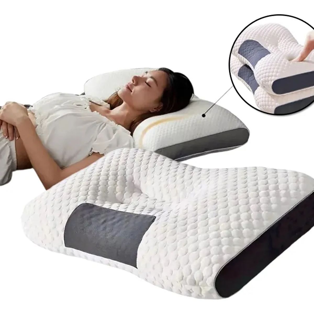 ATURE - Almohada Ergonomica 3d Ortopedica Cojin Cuello Cervical.