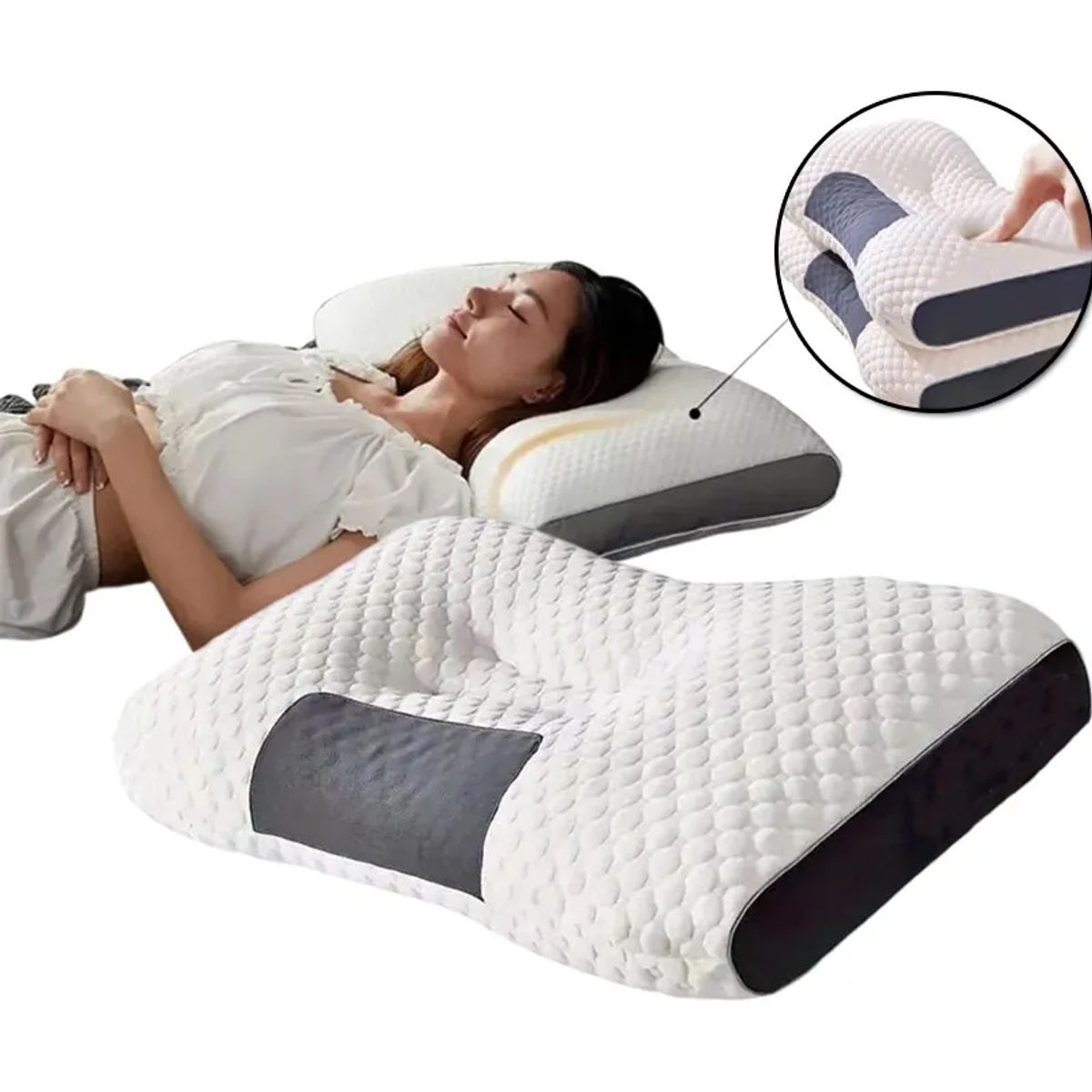 ATURE - Almohada Ergonomica 3d Ortopedica Cojin Cuello Cervical.