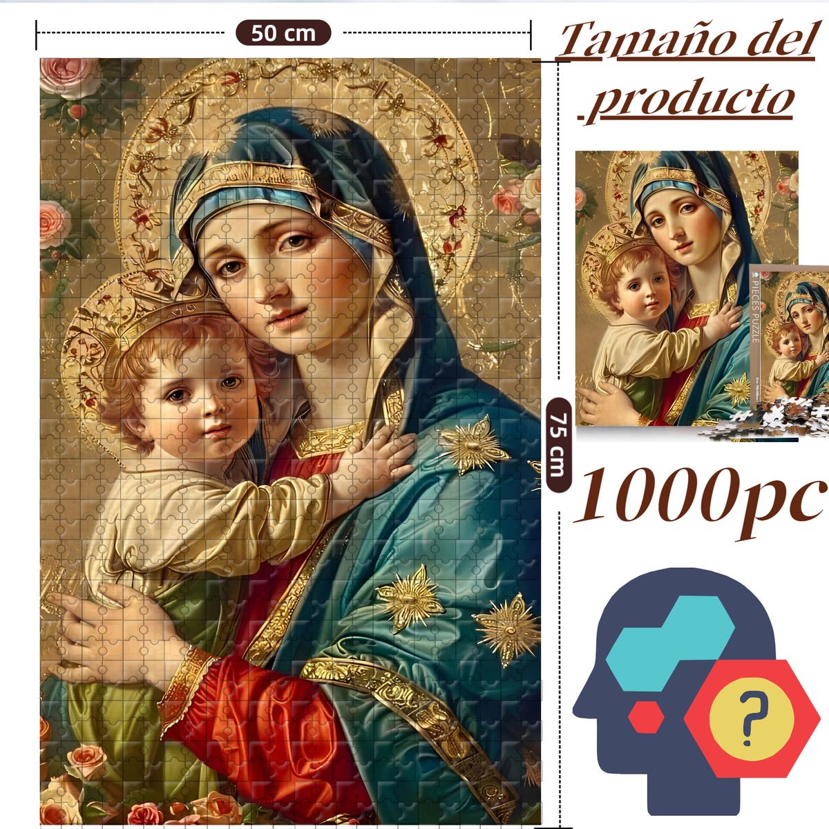GENERICO - Puzzle 1000 Piezas 75x50cm Nuestra Señora Y Jesús-Virgen María
