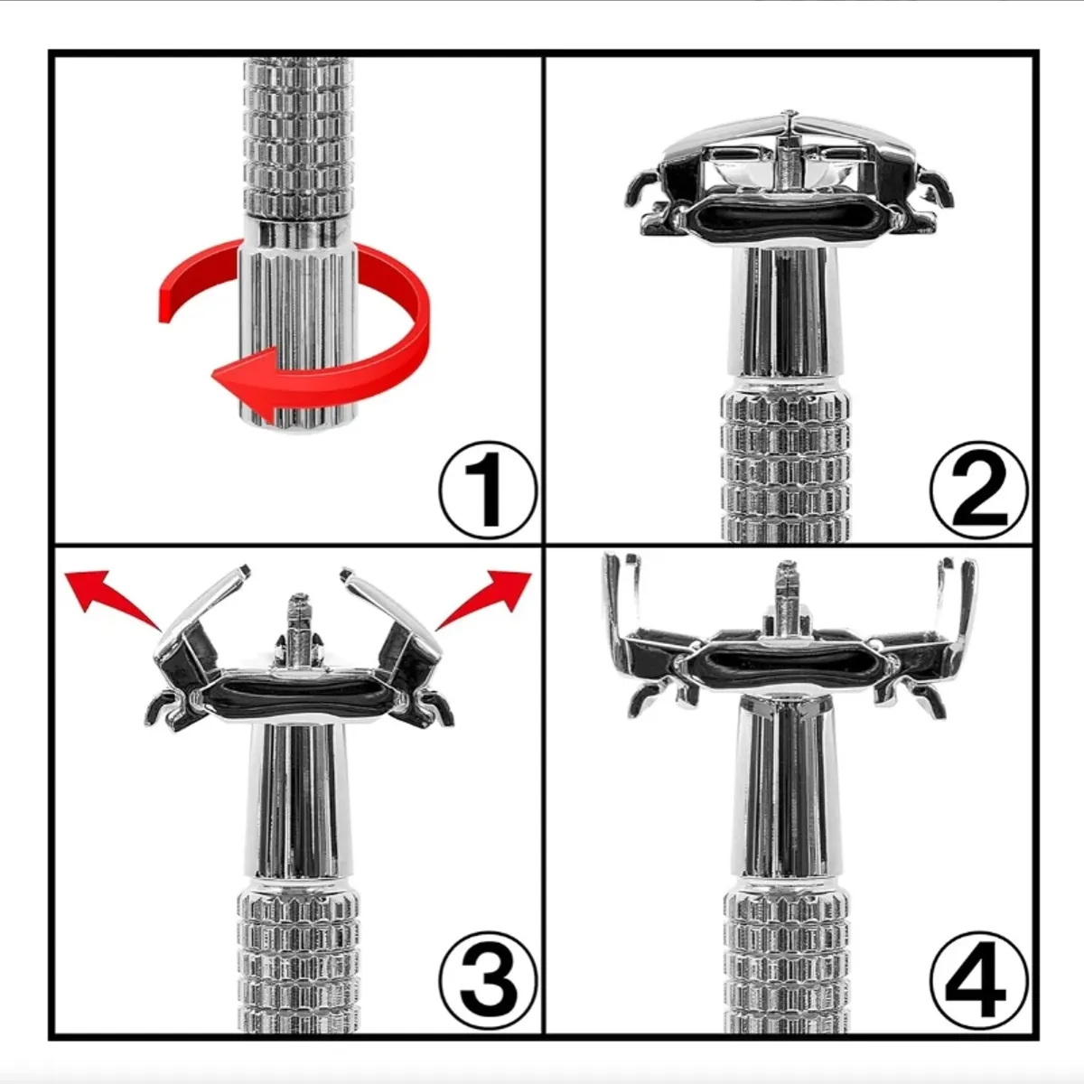 EDWINAYY - Navaja Afeitar Acero Inoxidable Doble Filo Tradicional Hoja