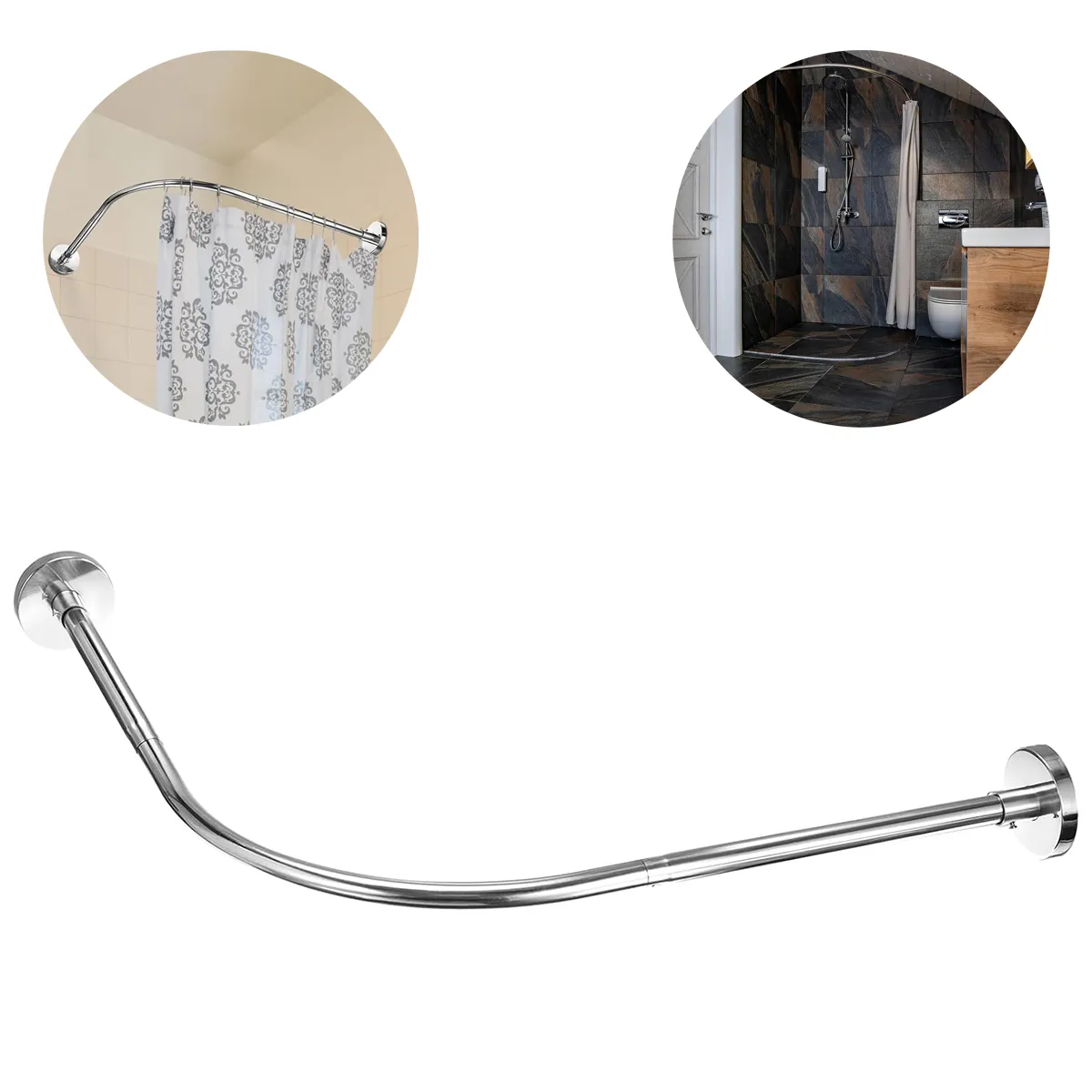 ATURE - Barra Extensible Cortina De Ducha De Esquina En U 80-110cm