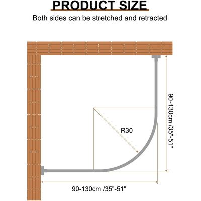 Imagen 2 del producto Barra Extensible Cortina De Ducha De Esquina En U 80-110cm