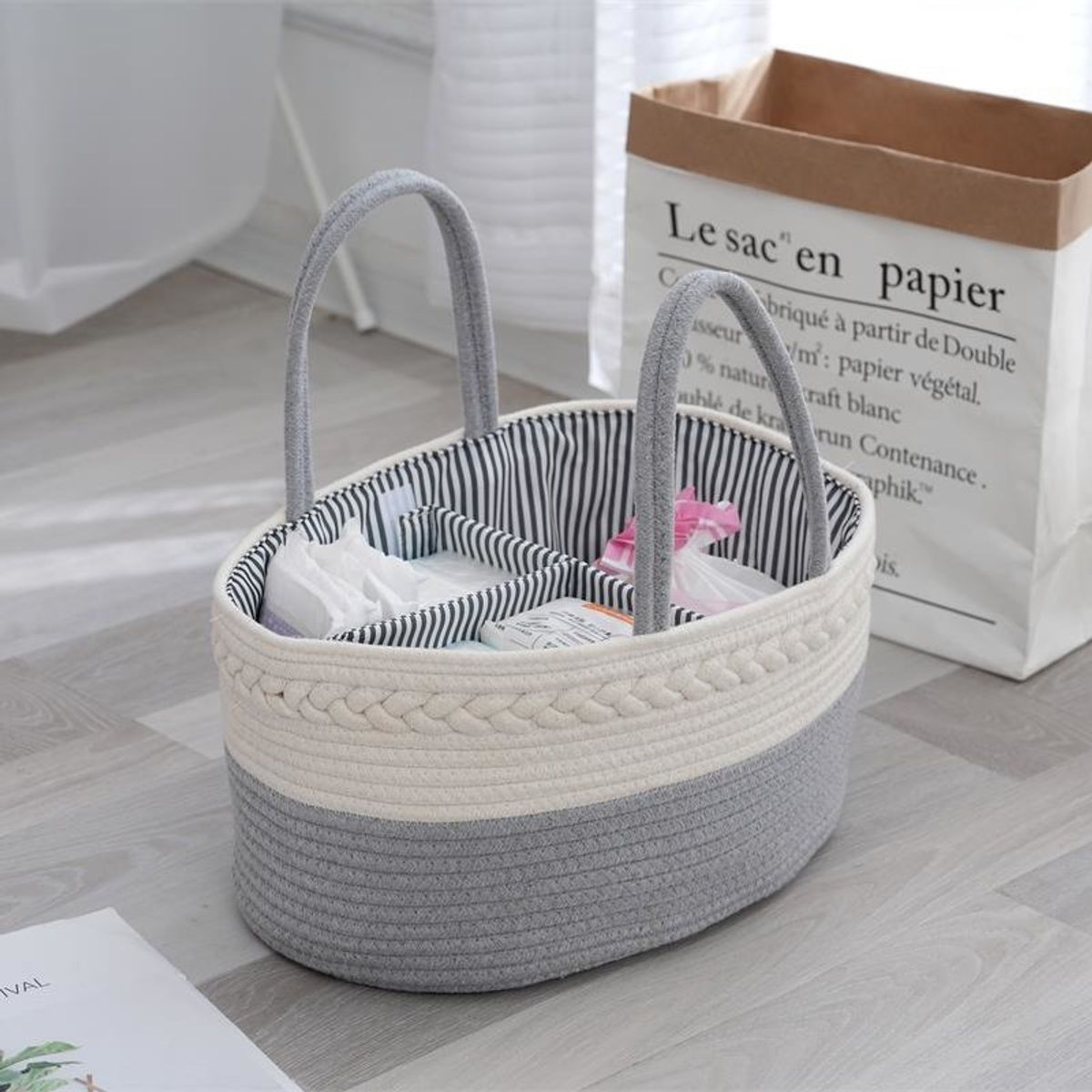 TATEE - Mochila Bolsa De Pañales Bolsa tejida gris Portátil