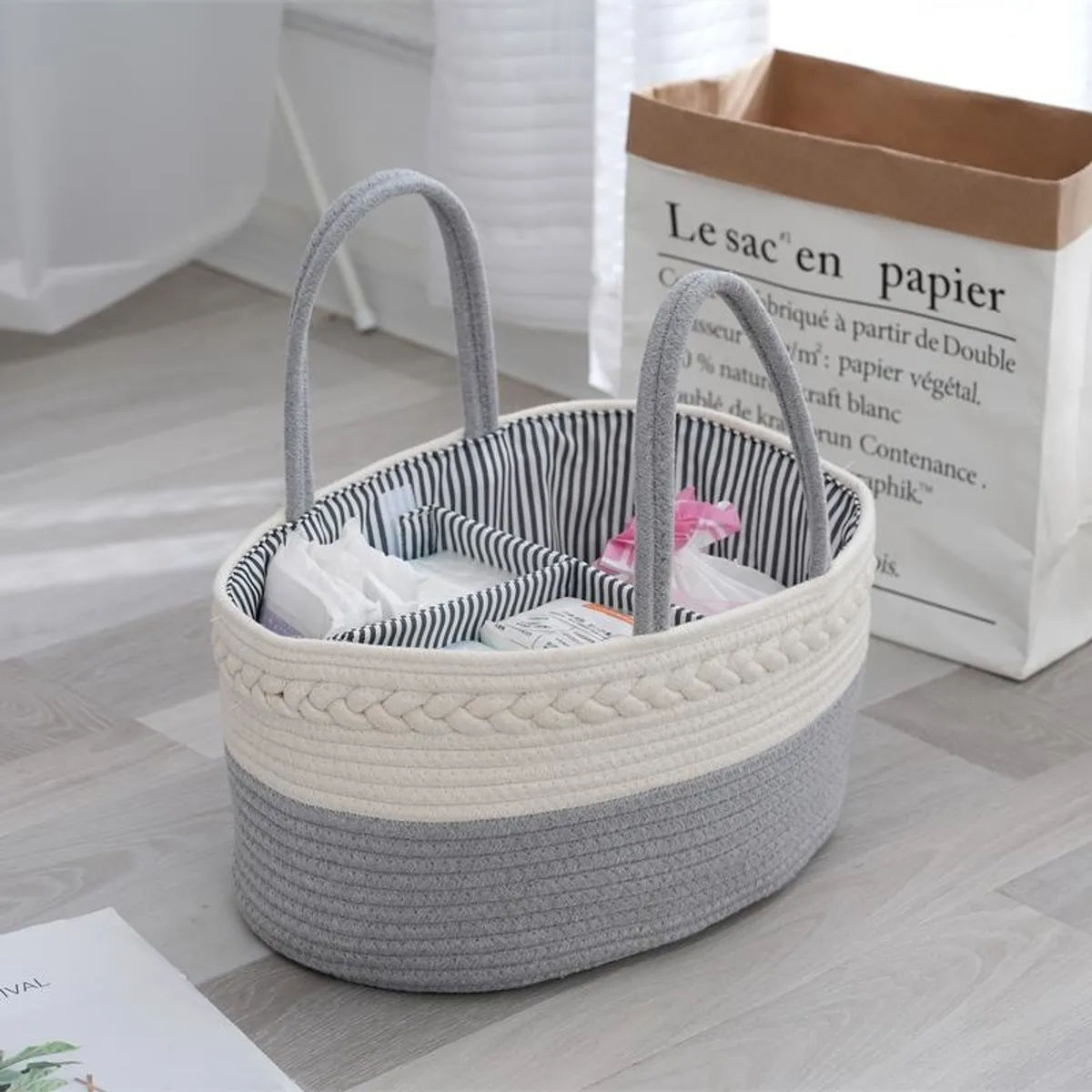 TATEE - Mochila Bolsa De Pañales Bolsa tejida gris Portátil
