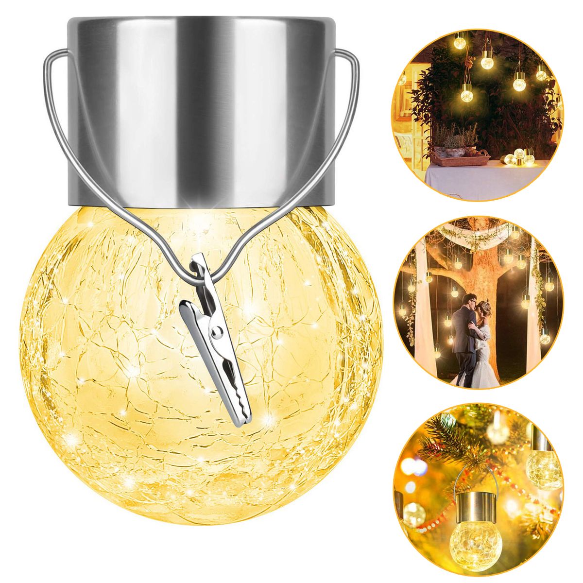 GENERICO - Luces Solares Colgantes IP44 Para Exteriores-Blanco Cálido