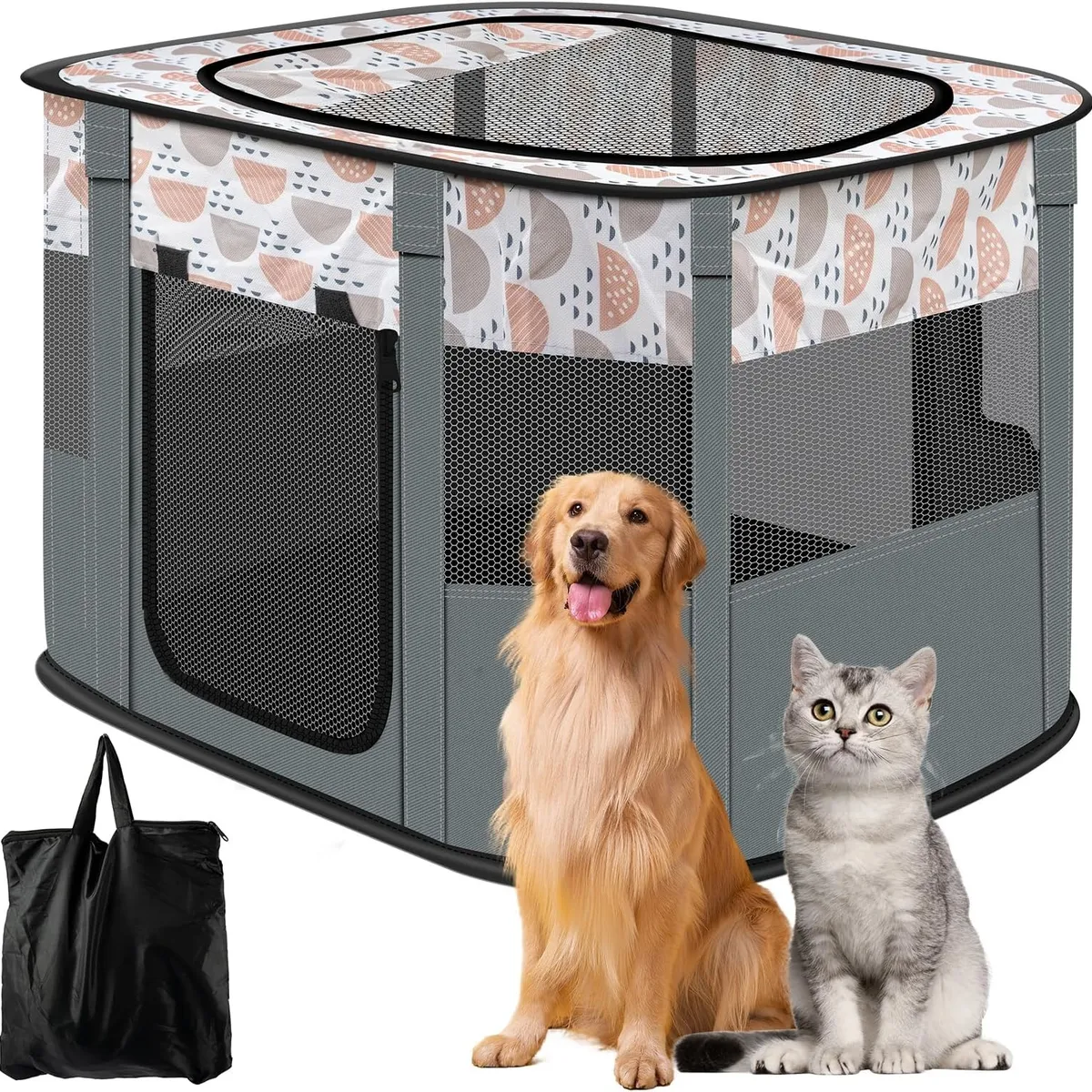 TATEE - Corral Para Mascotas Portatil Perros Gatos Talla 90×70×60 cm