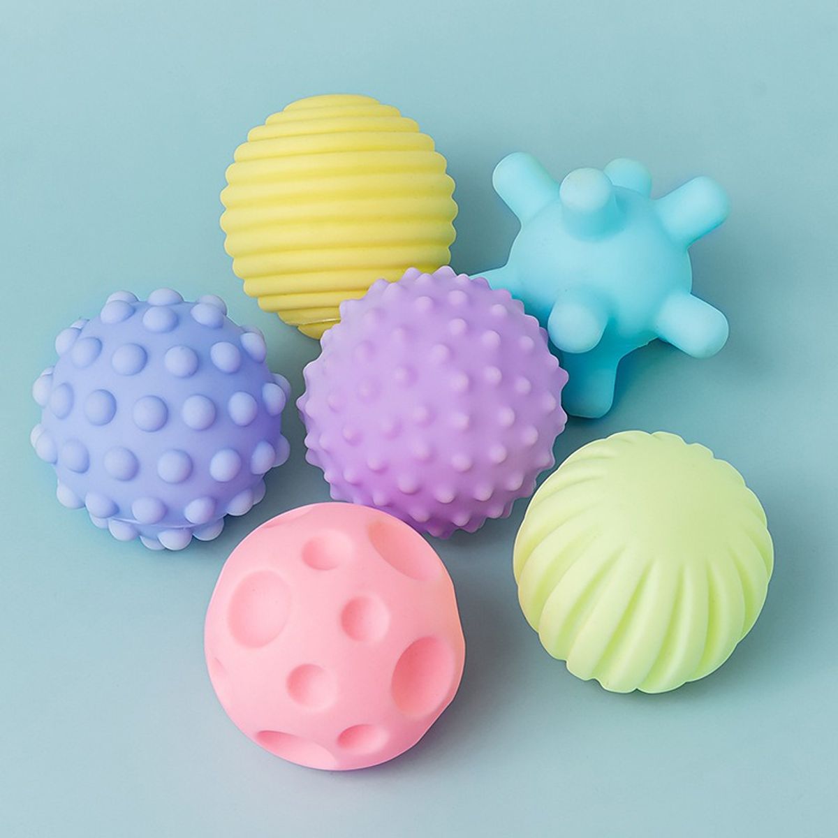 TATEE - Set 6 Pelotas Sensoriales Para Bebes Estimulantes Sonajas