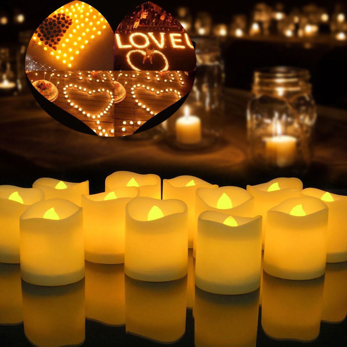 GENERICO - 24 Pcs Velas Led Sin Llama 100% Seguras Para Decoraciones