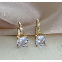 Aros Blanco Transparente Luz de Cristal Con Circonitas y Baño de Oro