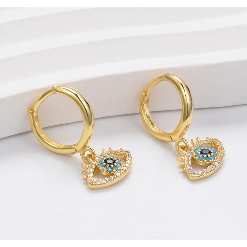 GENERICO - Aros Ojo de Luz Huggies con Charm de Ojo Protector