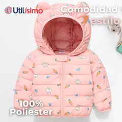 JUMP KIDS - Parka Térmica Con Capucha Y Orejitas Niña Estampado Conejito Rosado