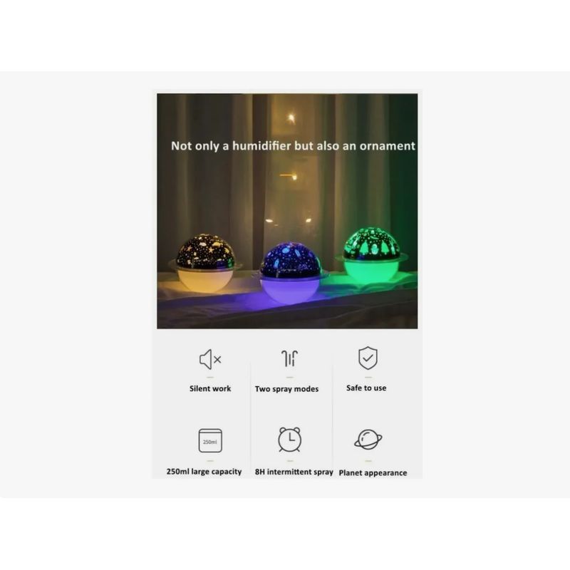 GENERICO - Lámpara Humidificador Ufo Aromaterapia 250 Ml Luz Multicolor