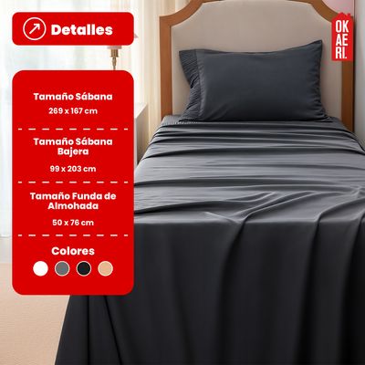 Imagen 2 del producto JUEGO DE SABANAS 200 HILOS TWIN XL - Gris oscuro - 1 plaza