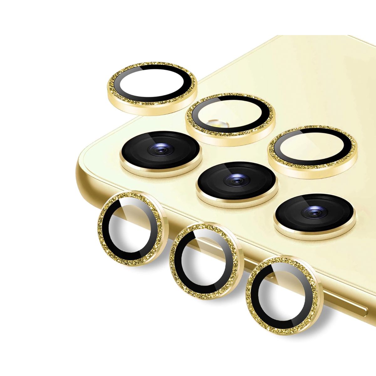 JOIGO - Protector De Lente De Camara Para Samsung S23 / S23 Plus Brillo Dorado